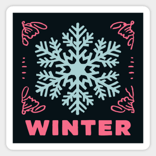 Retro Winter Snowflake - Mid-Century Modern Holiday Graphic Art Sticker